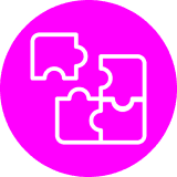 Puzzle pieces icon on pink background.