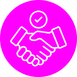 Partnership graphic with checkmark