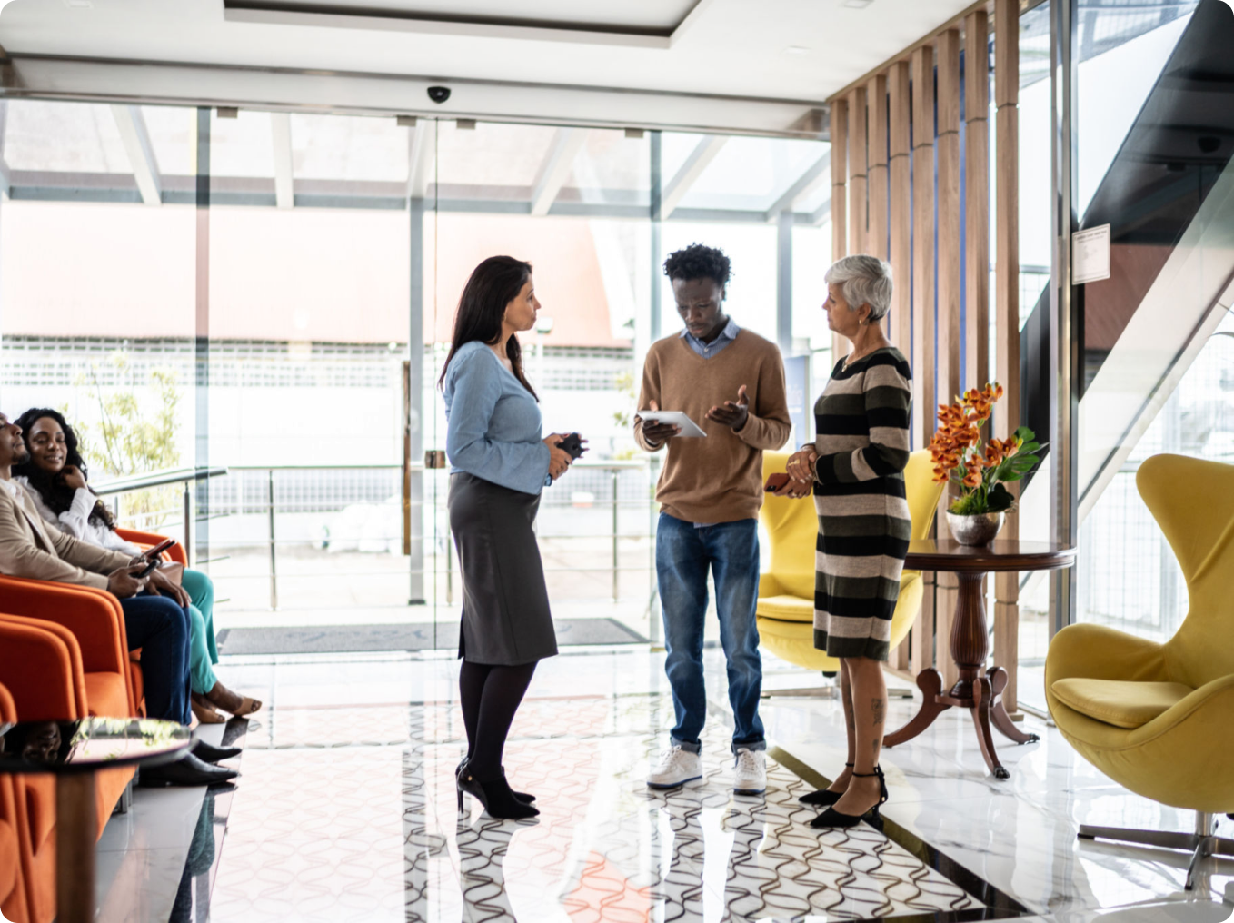 Businessmen shaking hands outdoors